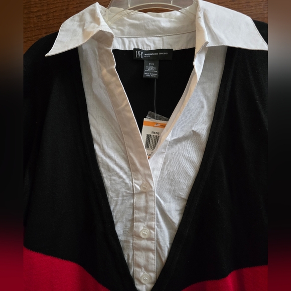 NEW INC petite faux layered look button down cardigan. - Picture 2 of 5